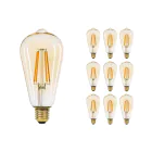 Mehrfachpackung 10x LED E27 Edison Fadenlampe Messing 7.2W 630lm - 822 | Dimmbar - Ersatz für 50W