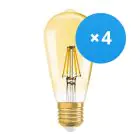 Lot 4x Ledvance Vintage 1906 LED E27 Poire Claire 6.5W 725lm - 824 Blanc Très Chaud | Dimmable - Équivalent 55W