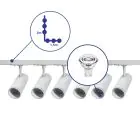 Bright Choice Ensemble complet Rail Monophasé Rail L 1,5 x 2 Mètre Blanc | incl. 6x Spot + GU10 2700K 3W Dimmable + Embout, Connecteur d’Alimentation et L -Connecteur 